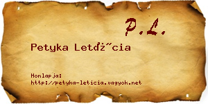 Petyka Letícia névjegykártya